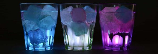 glasses ice cubes illuminated drink