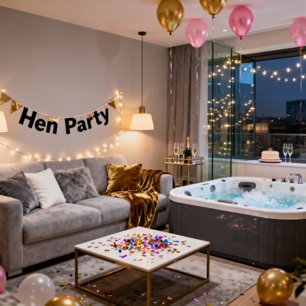 Stylish hen party apartment with private hot tub