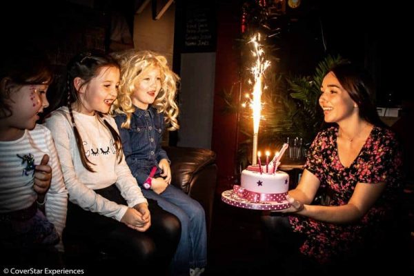 A birthday cake at a children's party